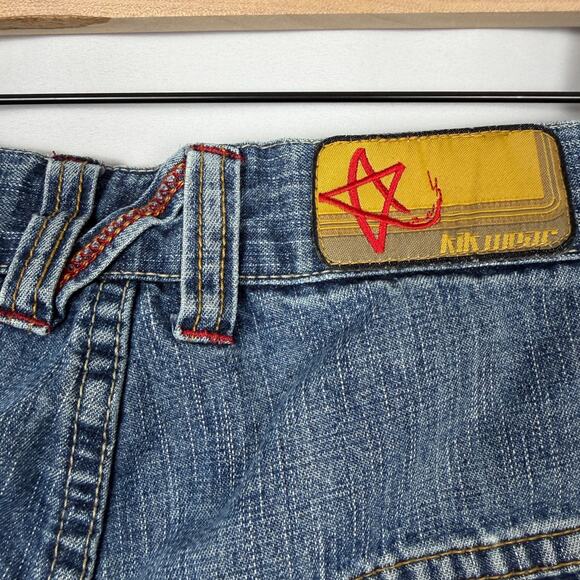 Vintage Y2K KIKWEAR Rave Jeans Mens 26X28.5 Wide Leg Big Pocket Skater Thrashed - Picture 3 of 15